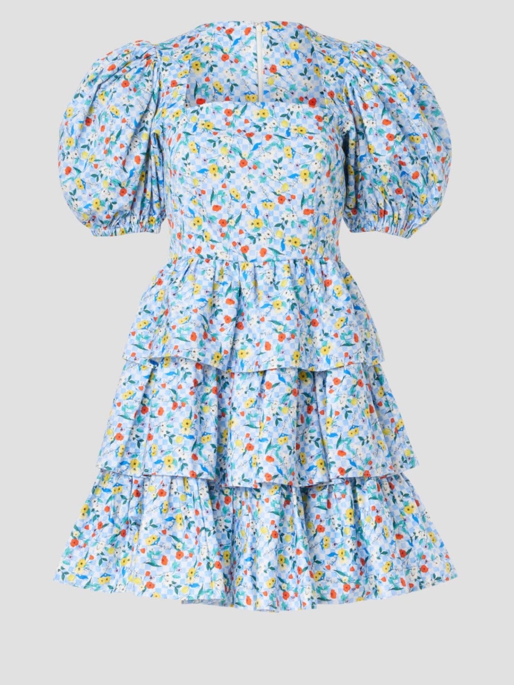 Hunter bell floral porter dress puff sleeve ruffle skirt checkered 12 Tuckernuck